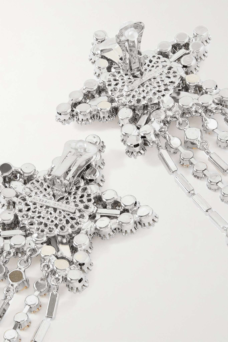 Oversized silver-tone crystal clip earrings 3