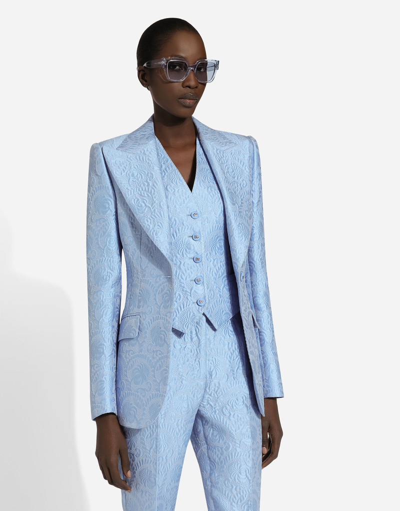 Single-breasted floral quilted jacquard Turlington jacket 5