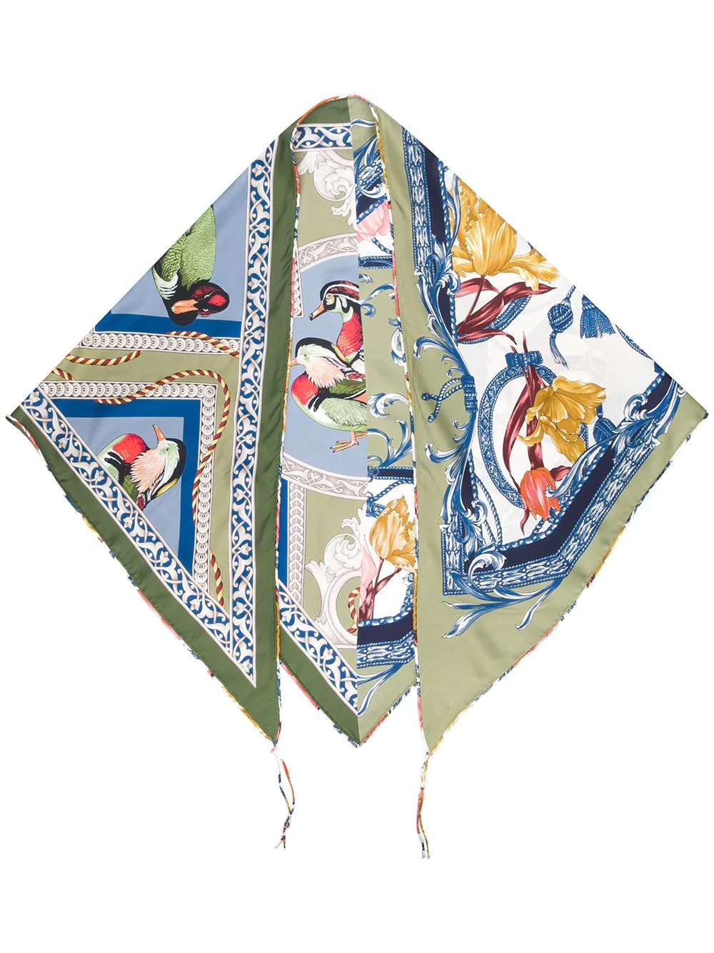 bird print silk scarf - 1