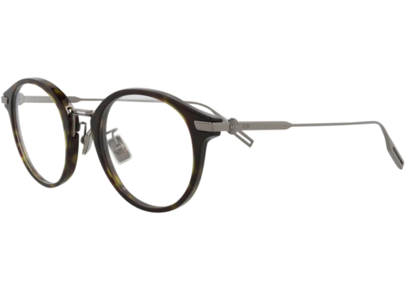 Dior Round-Frame Acetate Optical Frames Havana Silver Transparent (DM50014U-50-056) - 2