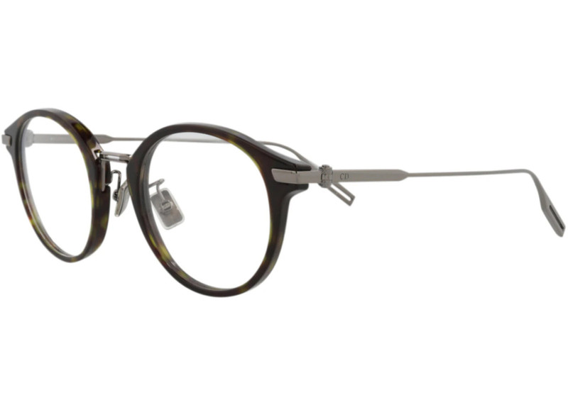 Dior Dior Round-Frame Acetate Optical Frames Havana Silver Transparent (DM50014U-50-056) outlook