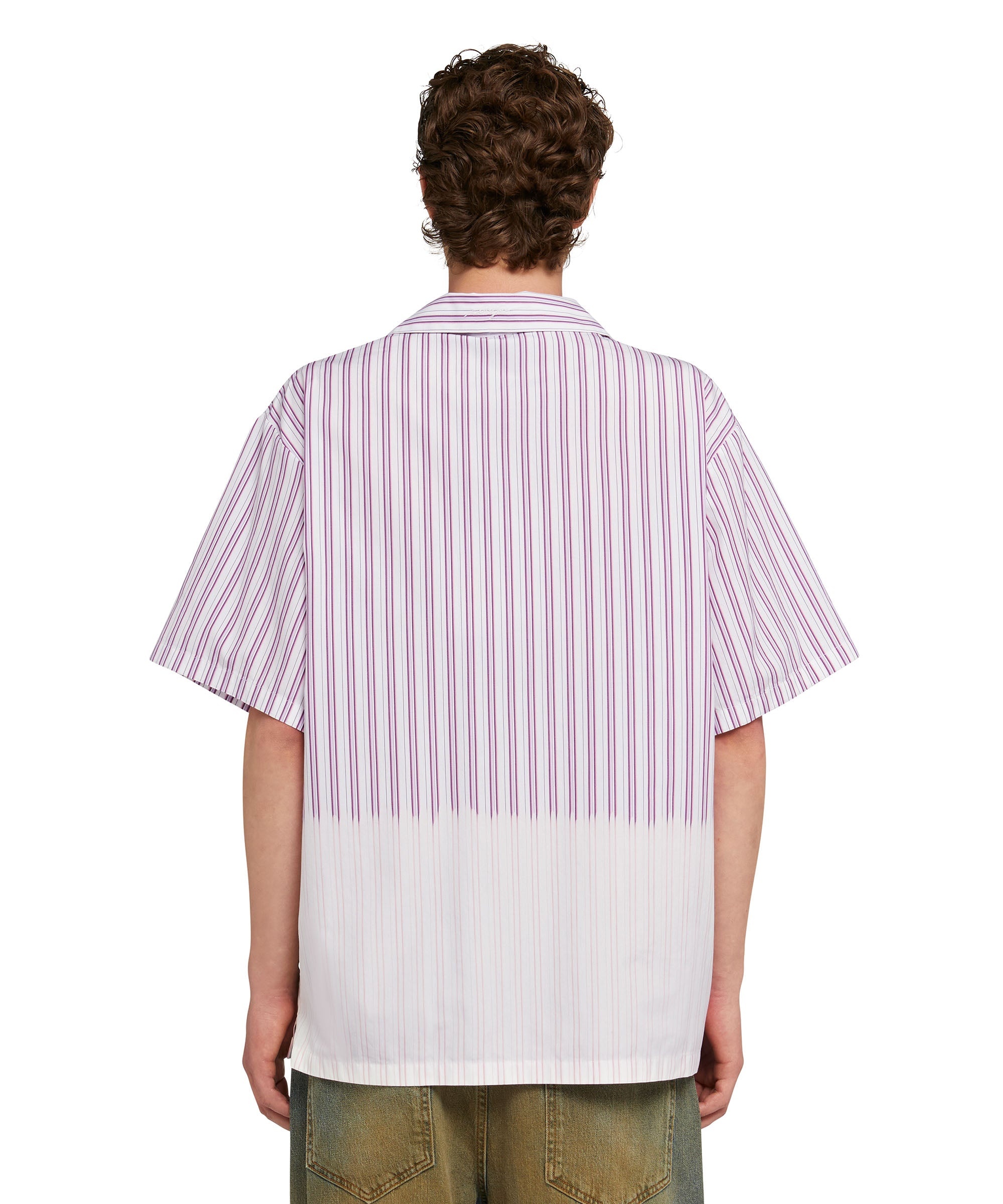 Poplin bowling shirt with faded treatment - 3