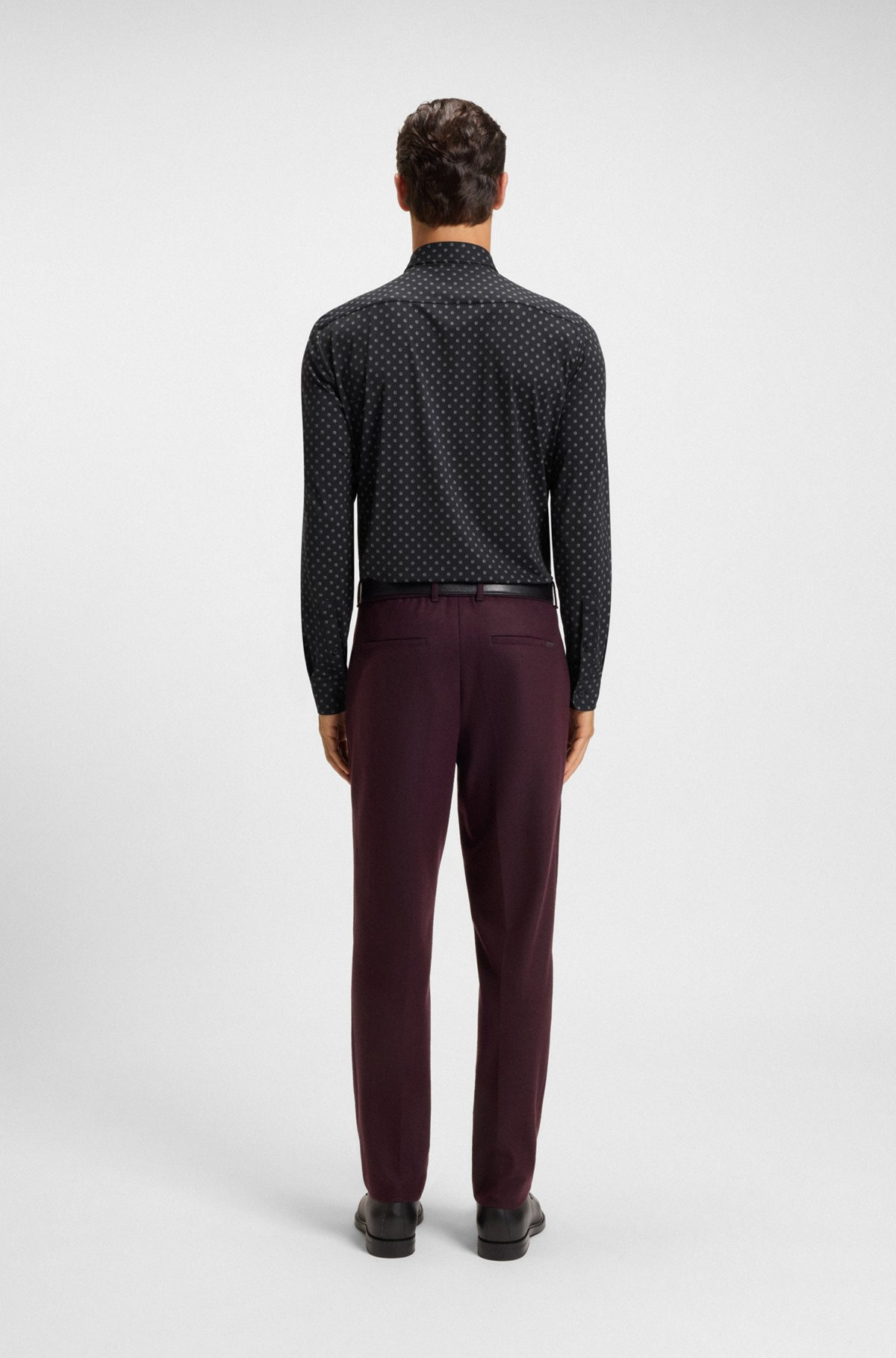 SLIM-FIT SHIRT IN PRINTED PERFORMANCE-STRETCH ITALIAN FABRIC - 5