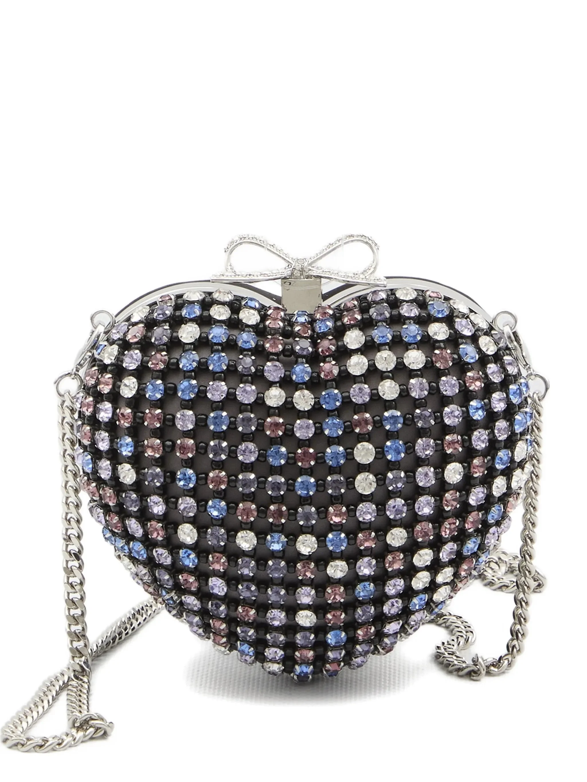 crystal-embellished heart clutch bag - 1
