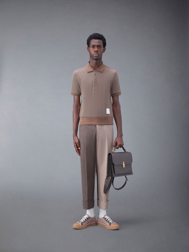 Thermal Rib Ottoman Stripe Short Sleeve Polo 3