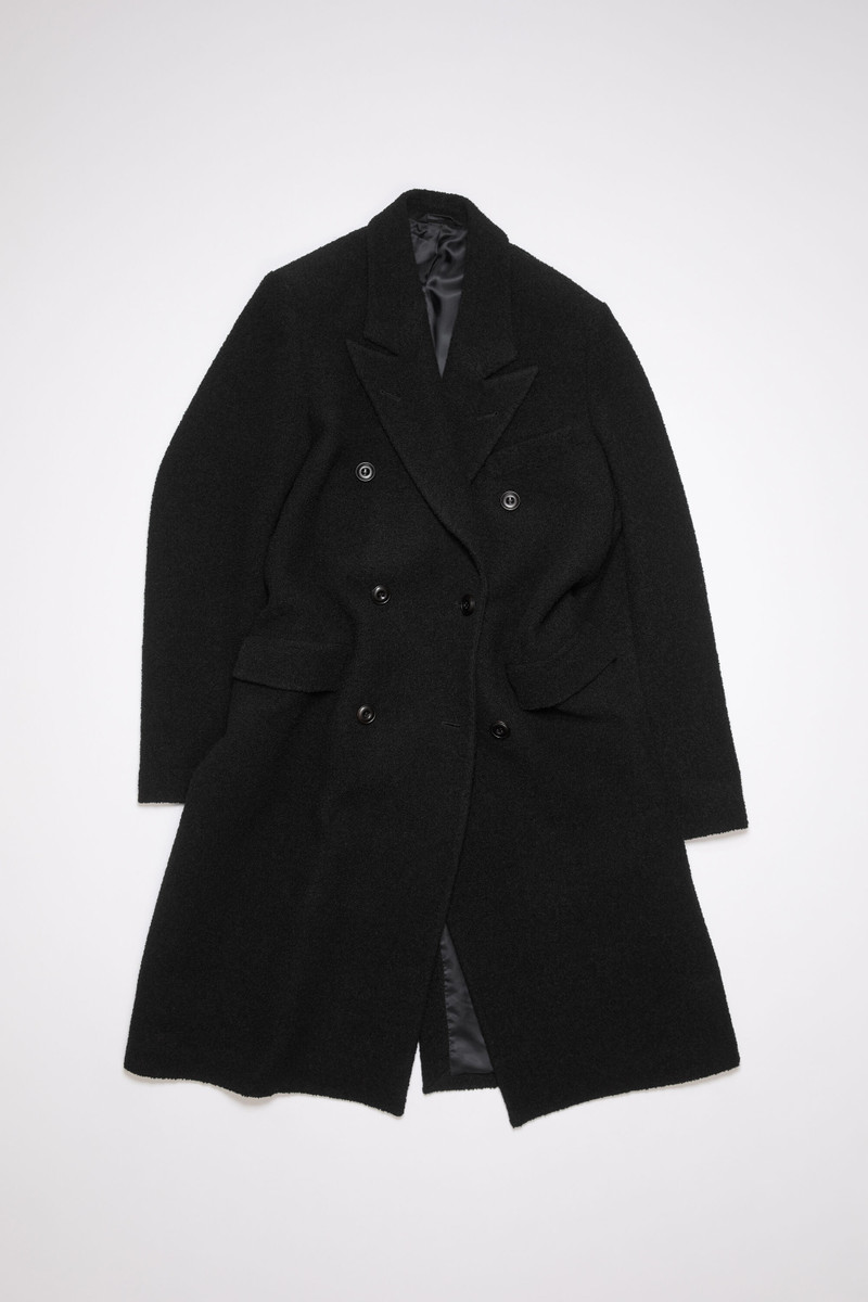 Double-breasted wool coat - Black 1