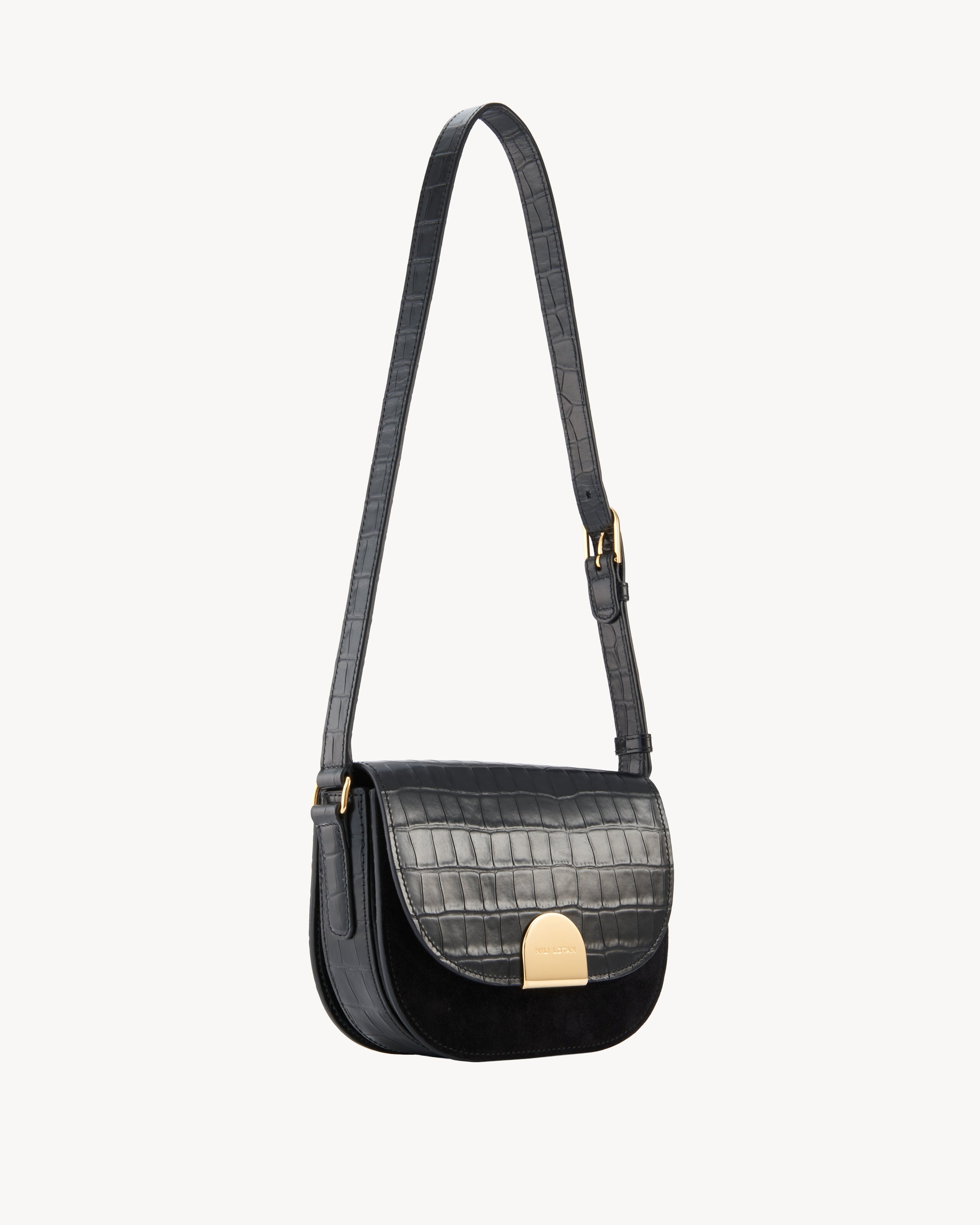 LE ELLIE EMBOSSED CROC SADDLE BAG - 3