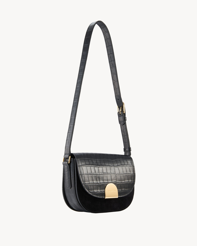 LE ELLIE EMBOSSED CROC SADDLE BAG 3