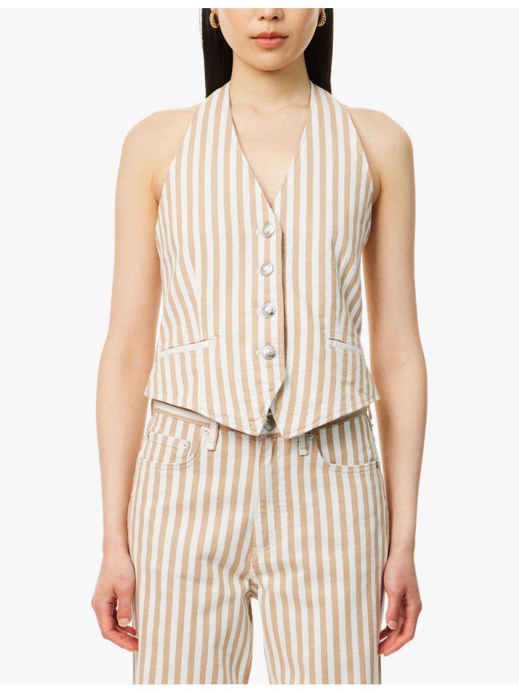 Ethel Stripe Linen-Blend Vest - 3