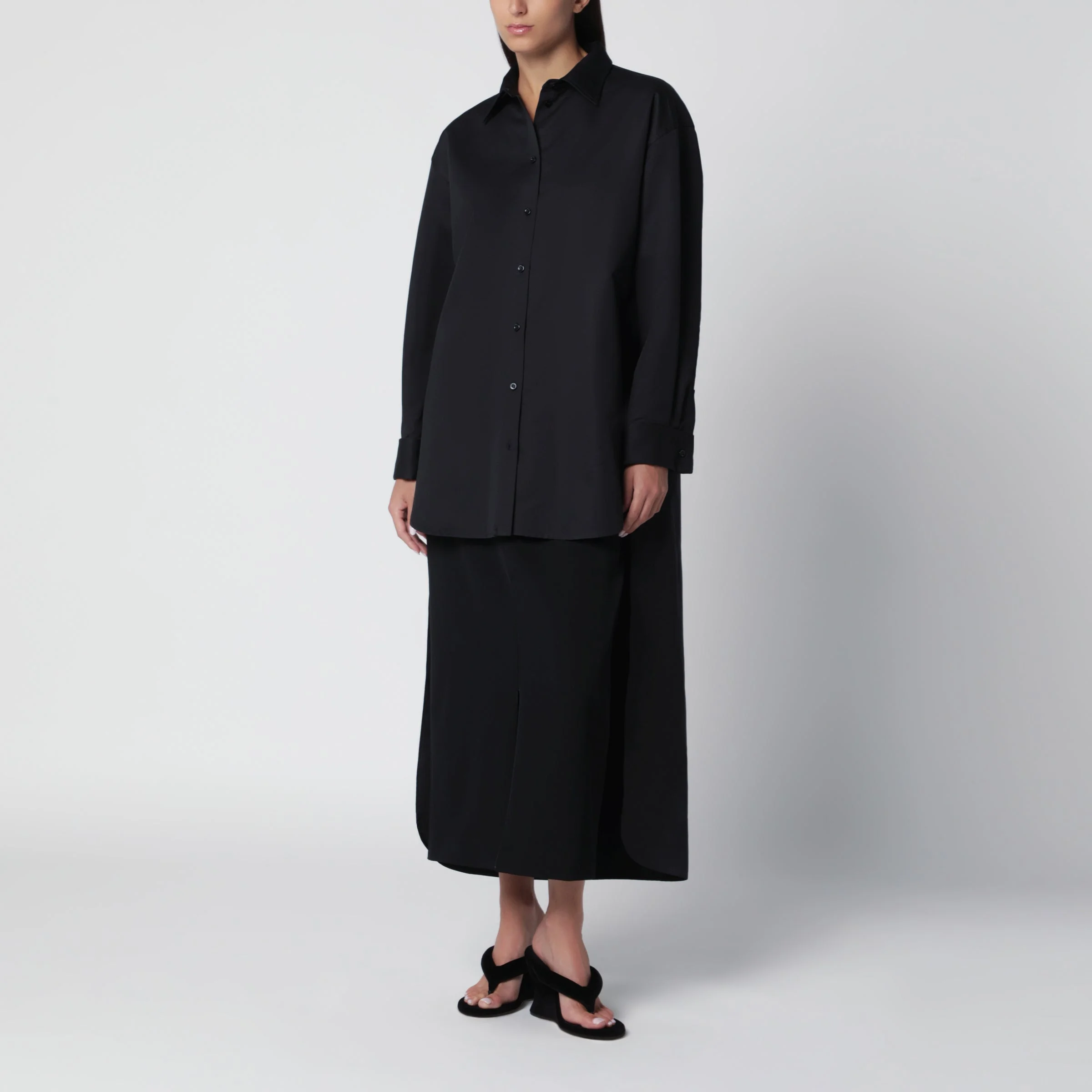 Train black shirt in cotton and silk - 1