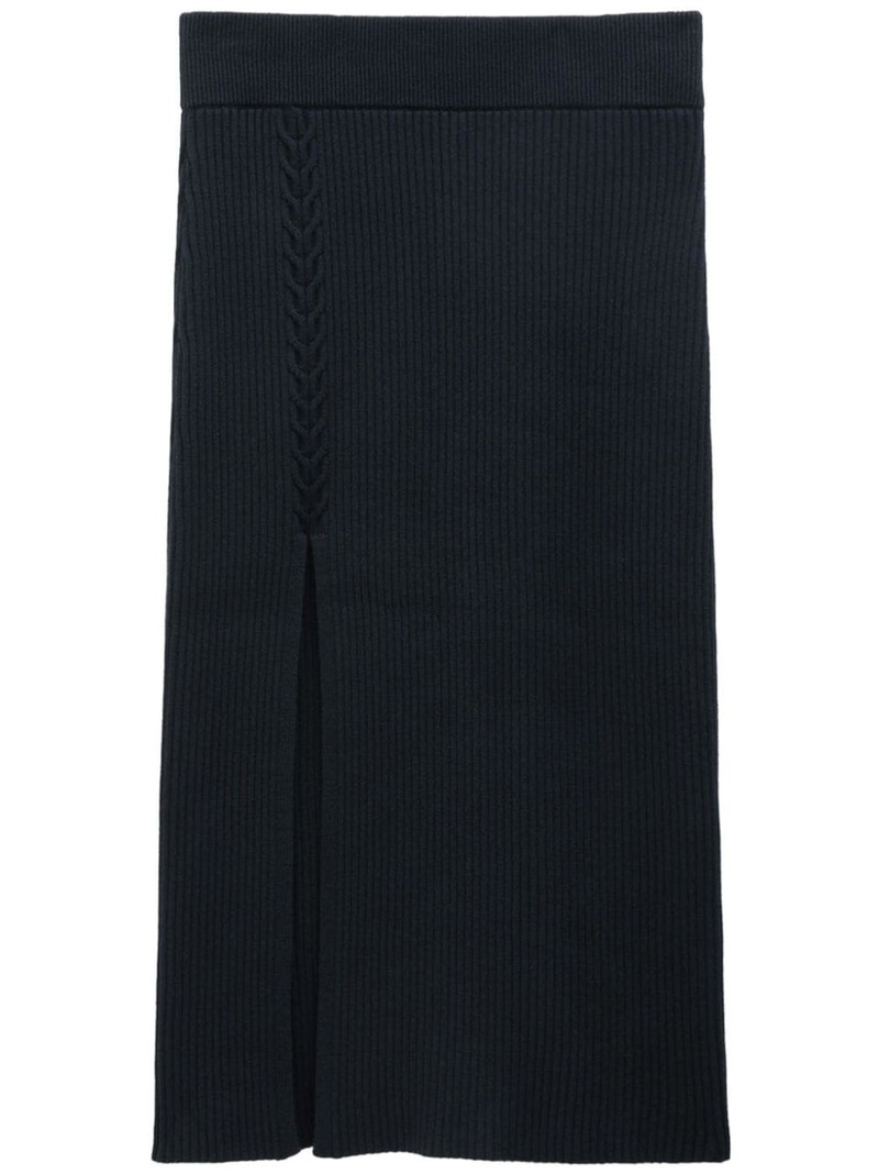 front-slit ribbed midi skirt 1