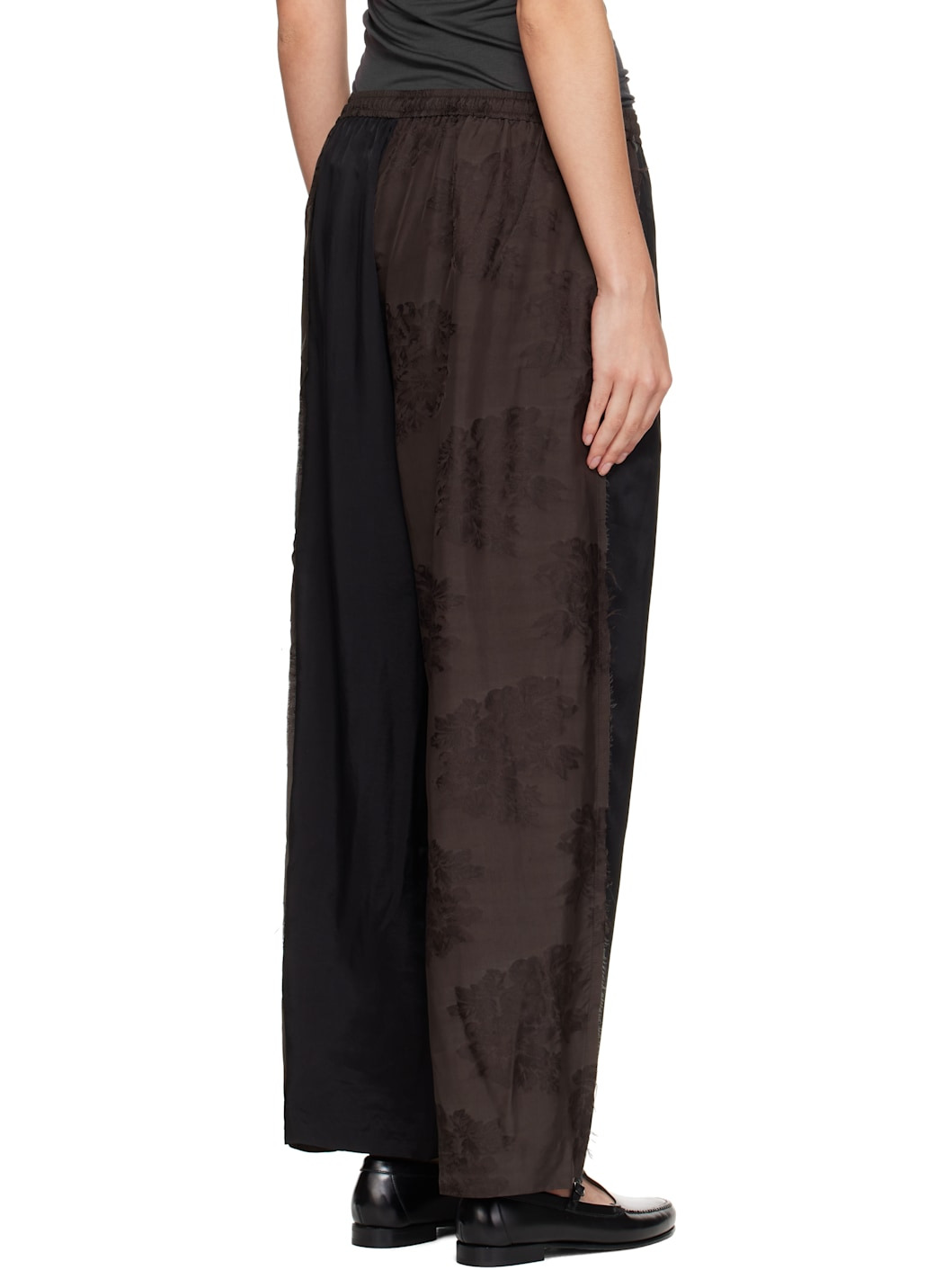 Brown Jacquard Relaxed Trousers - 3