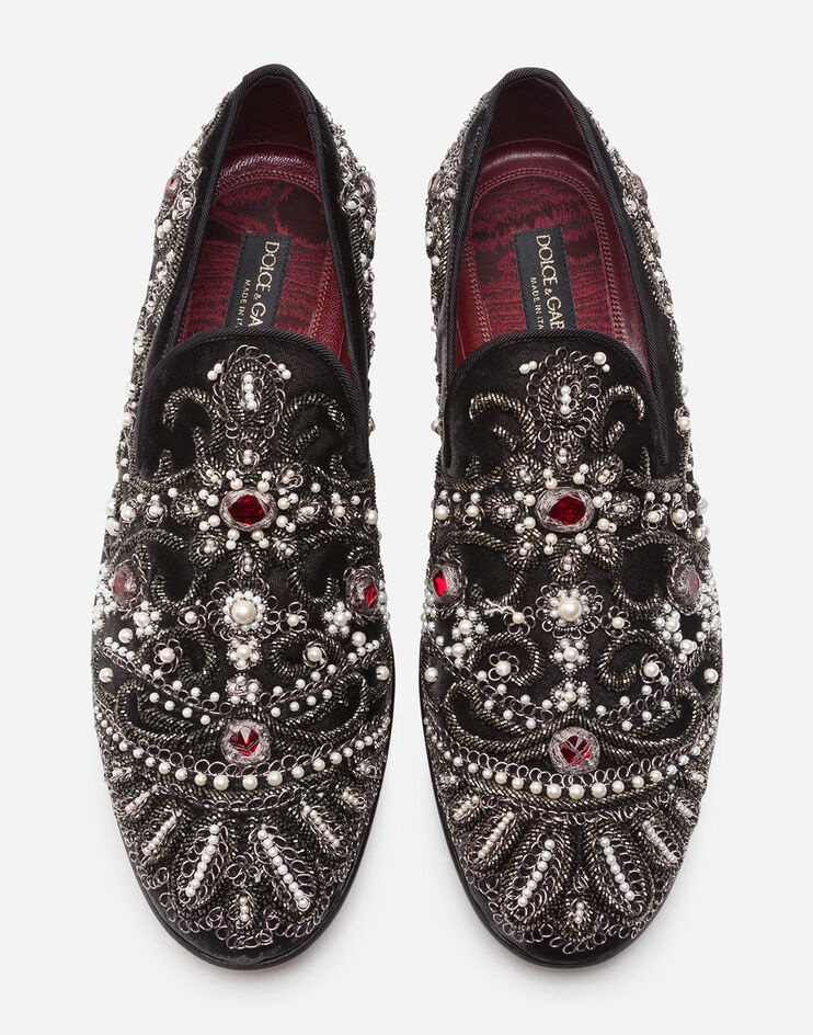 Velvet slippers with embroidery - 4