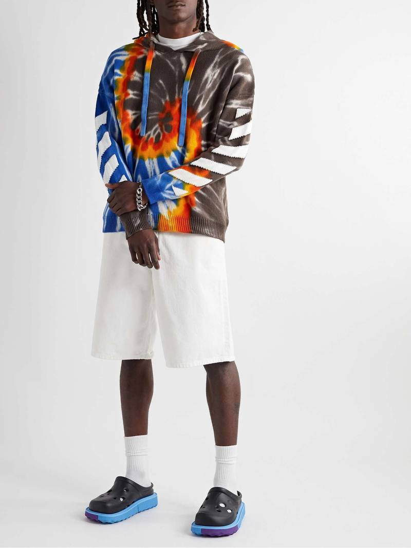 Off-White Logo-Jacquard Tie-Dyed Cotton-Blend Hoodie outlook