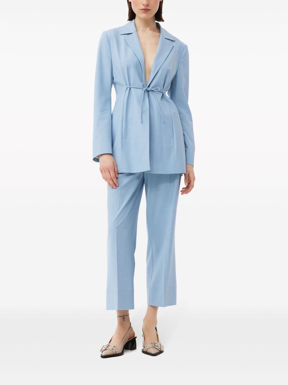 notched-lapels string-tie blazer - 2