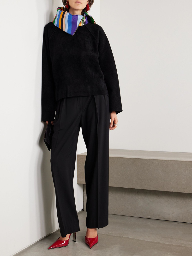 PUCCI Silk-satin trimmed wool-blend fleece half-zip sweater Black outlook