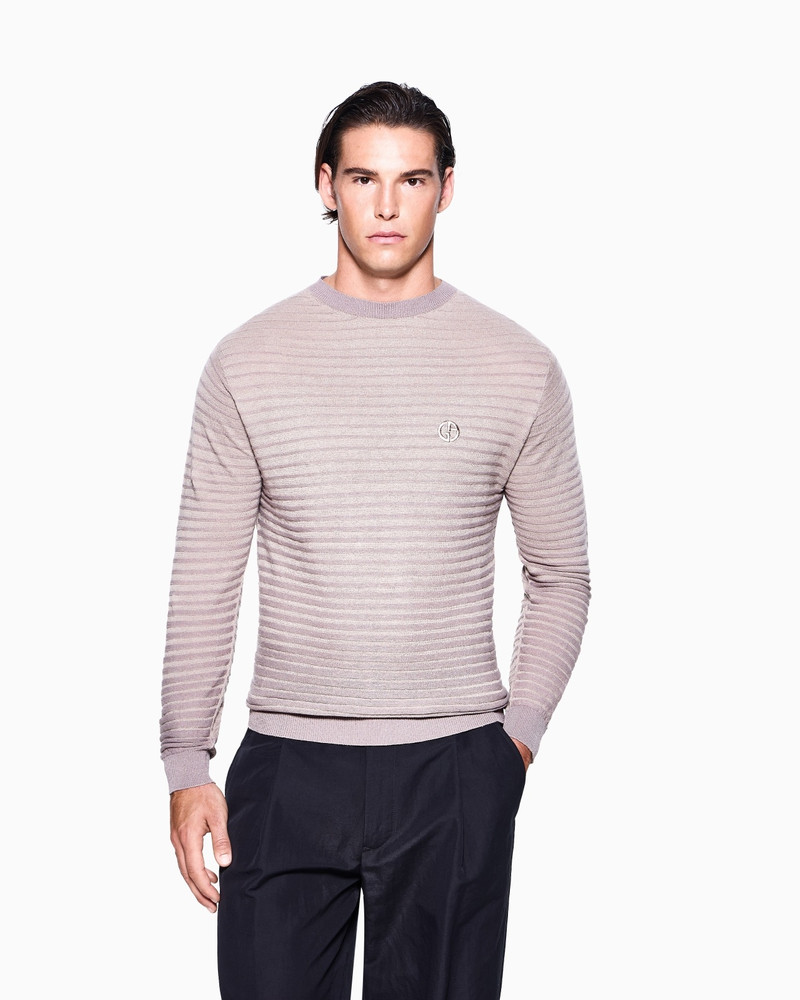 GIORGIO ARMANI CREW-NECK JUMPER IN LINEN AND COTTON outlook