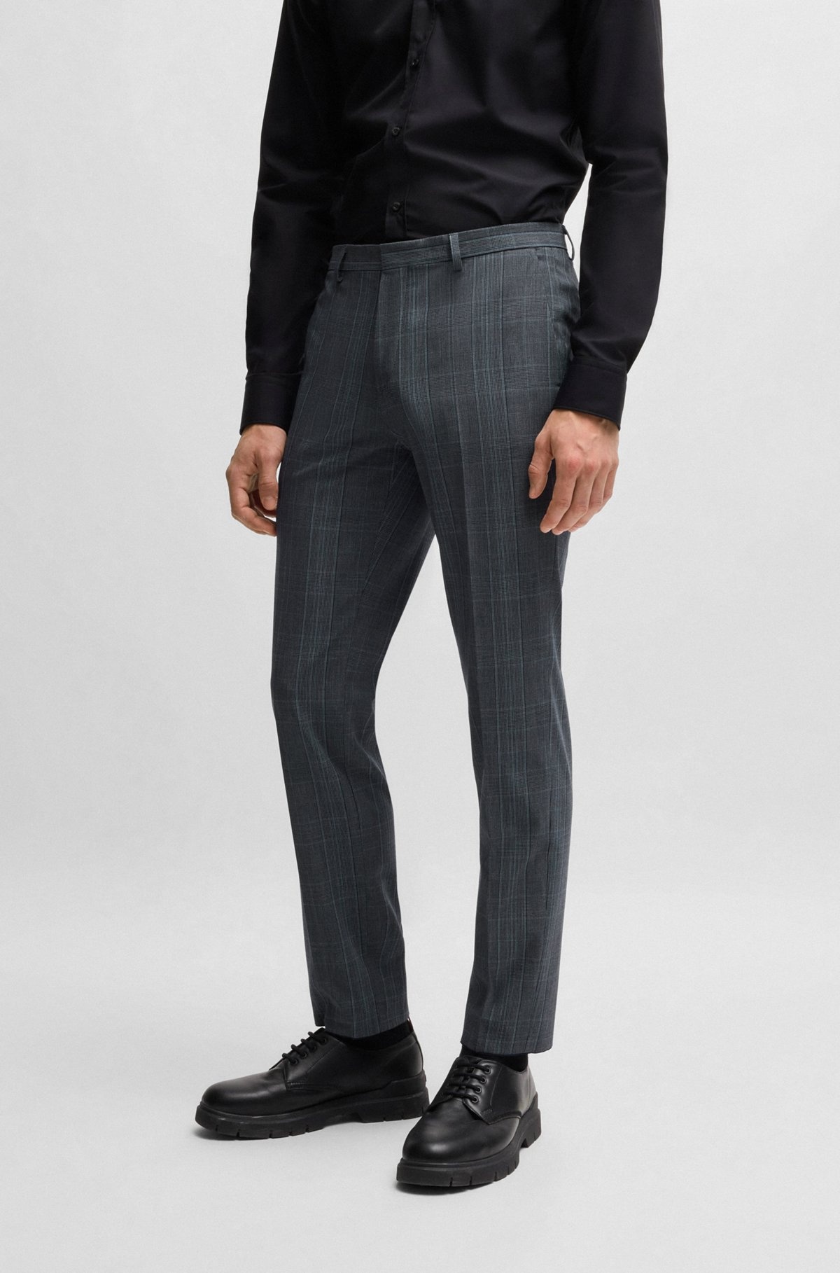 EXTRA-SLIM-FIT TROUSERS IN CHECKED STRETCH FABRIC - 2