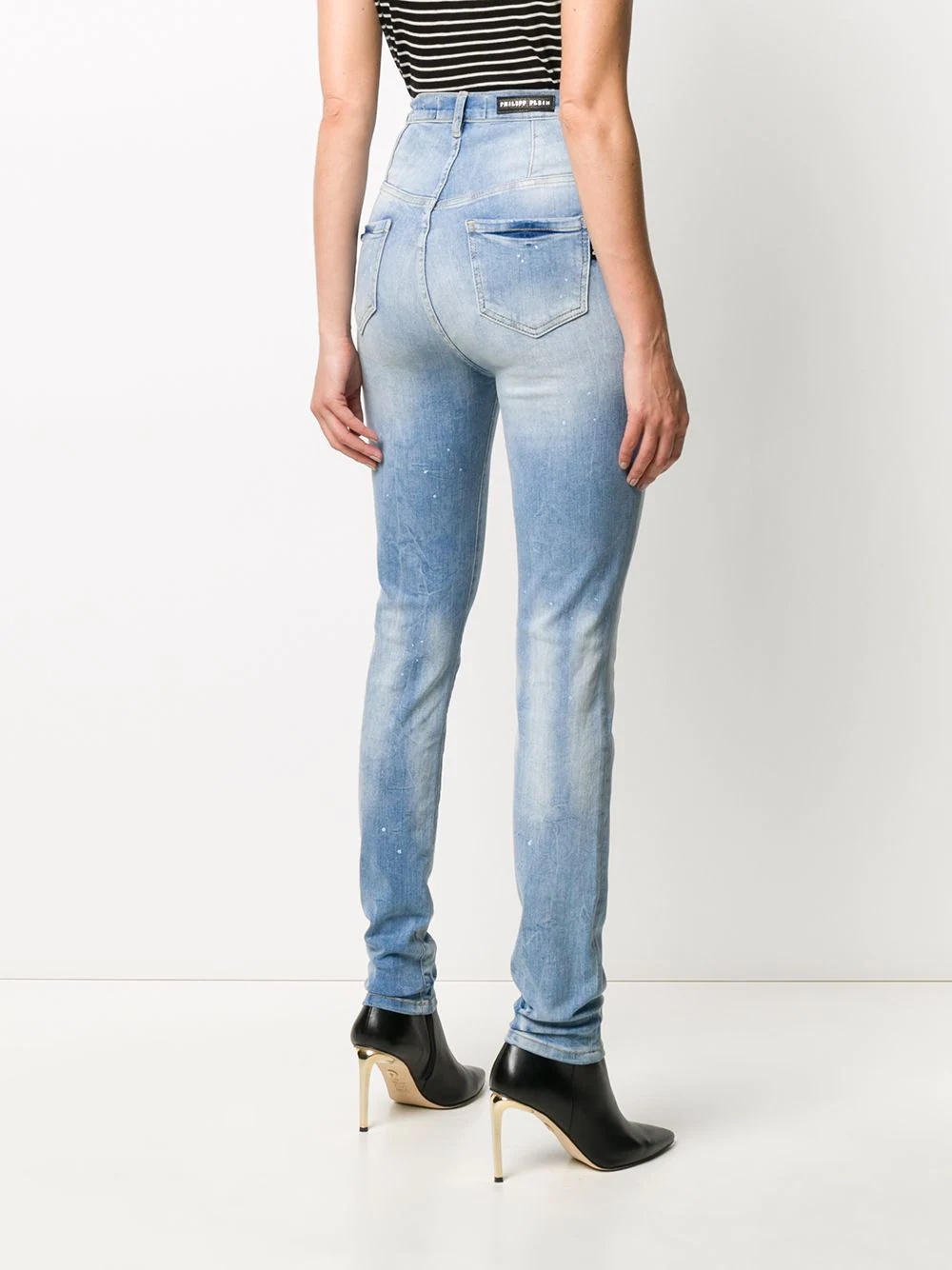 faded embroidered detail jeans - 4