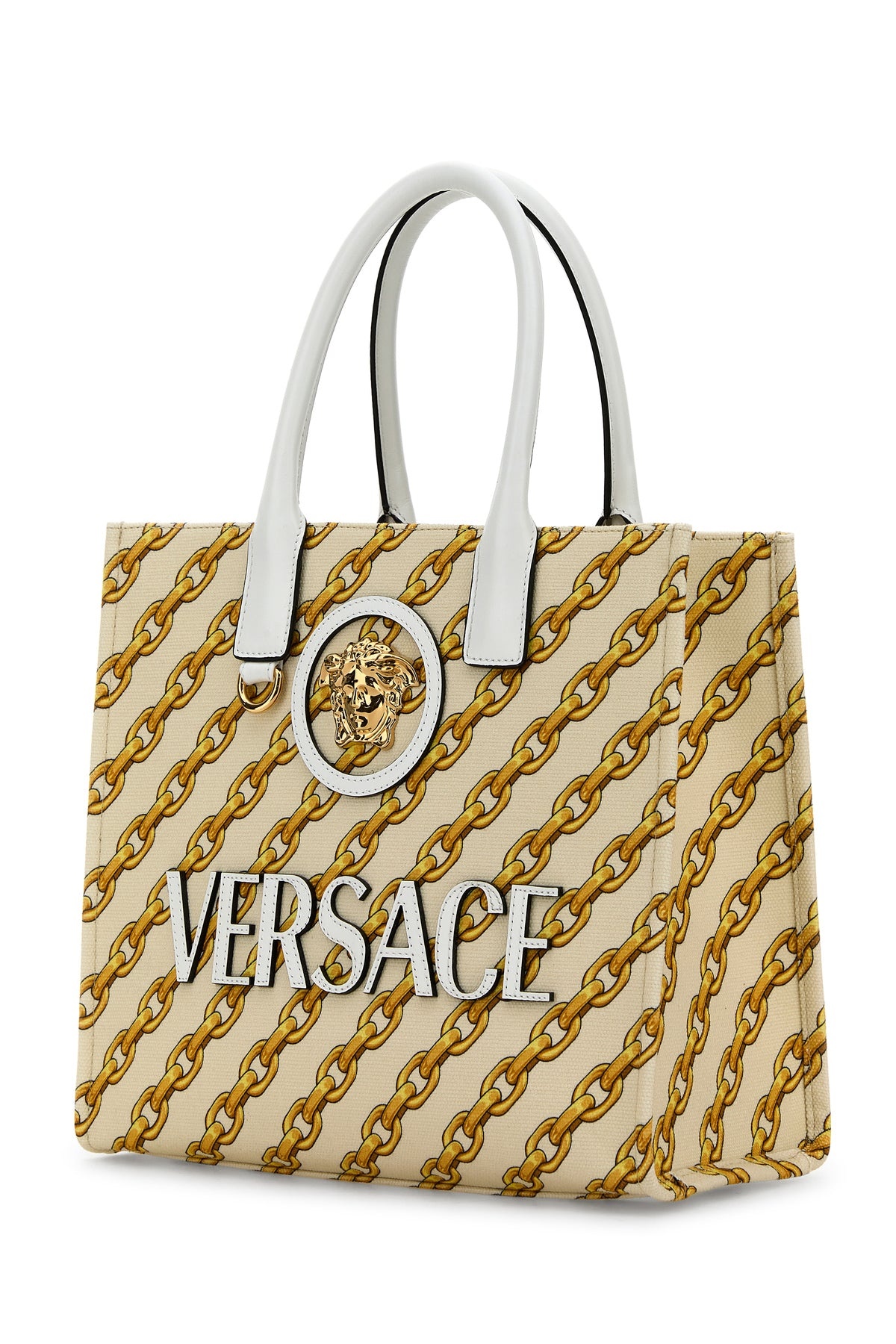 Printed canvas small Chain Stripes La Medusa shopping bag - 2