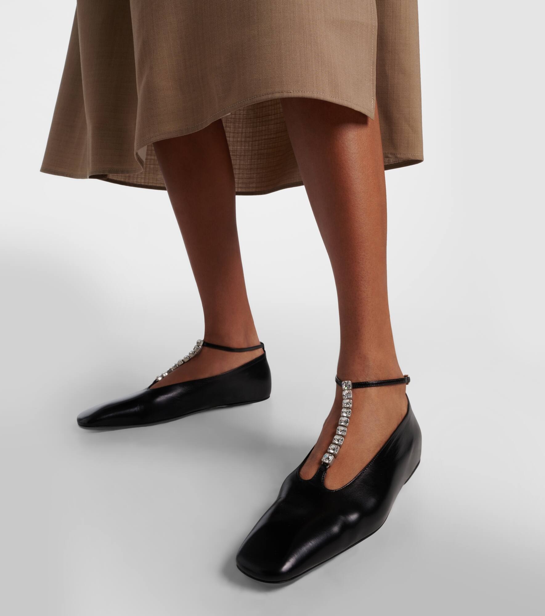 Embellished leather ballet flats - 4
