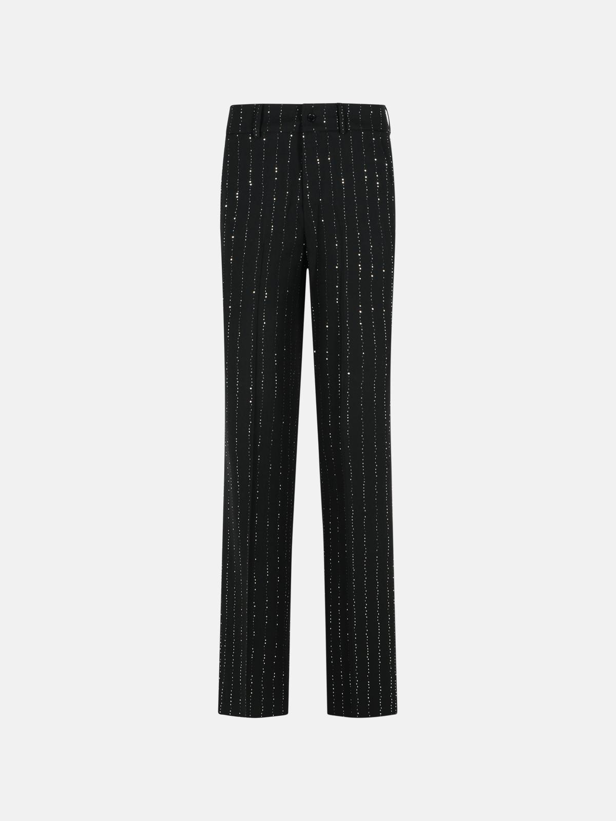 'LADY FIT' SEQUINED PANTS IN BLACK WOOL BLEND - 1