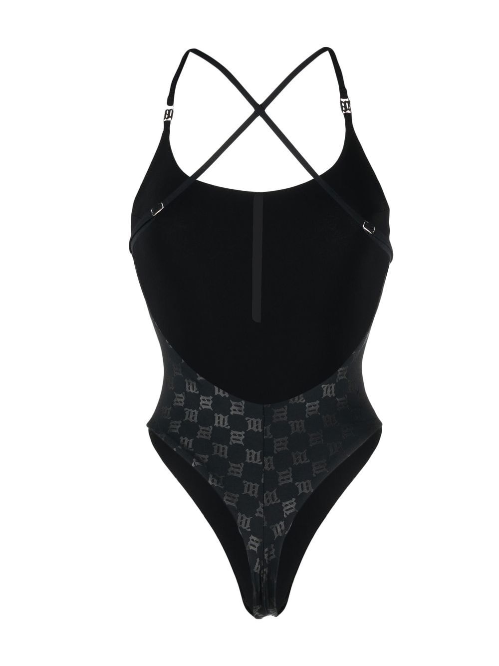 monogram-pattern one-piece swimsuit - 2