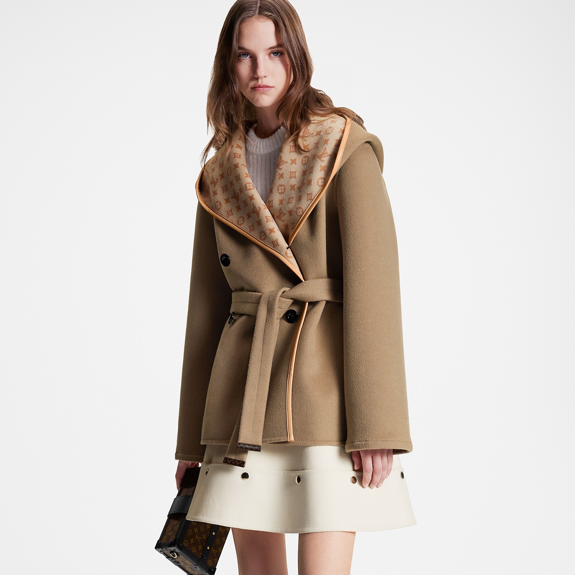 3D Monogram Double-Breasted Wrap Coat - 5