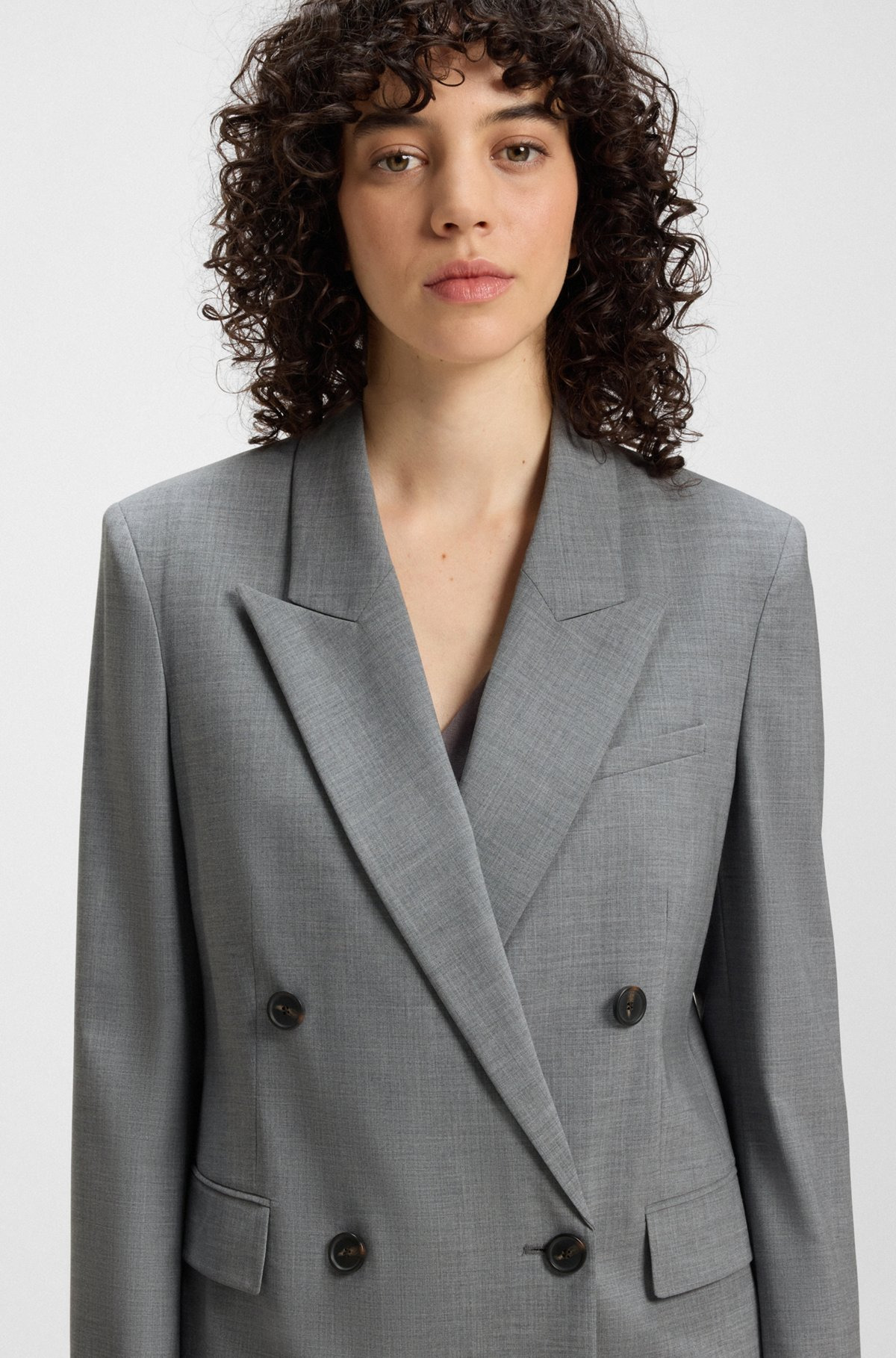 DOUBLE-BREASTED COAT IN A MELANGE WOOL - 5