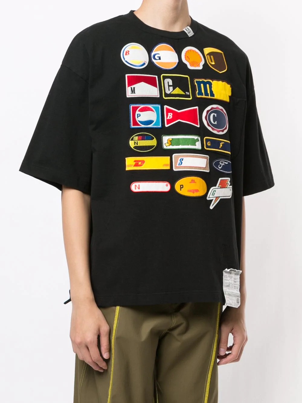 multi-logo patch round neck T-shirt - 3