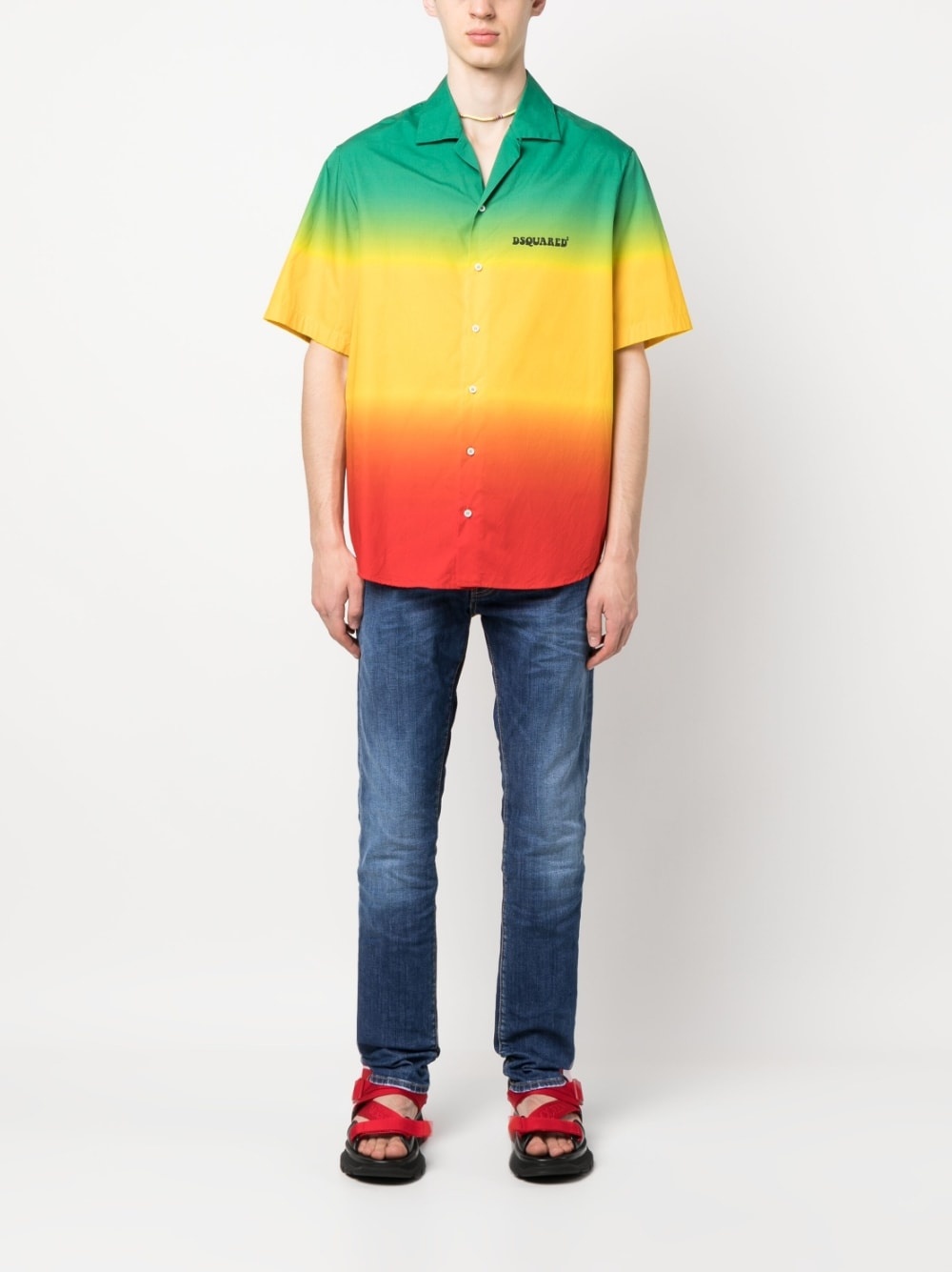 ombré-effect short-sleeve shirt - 2