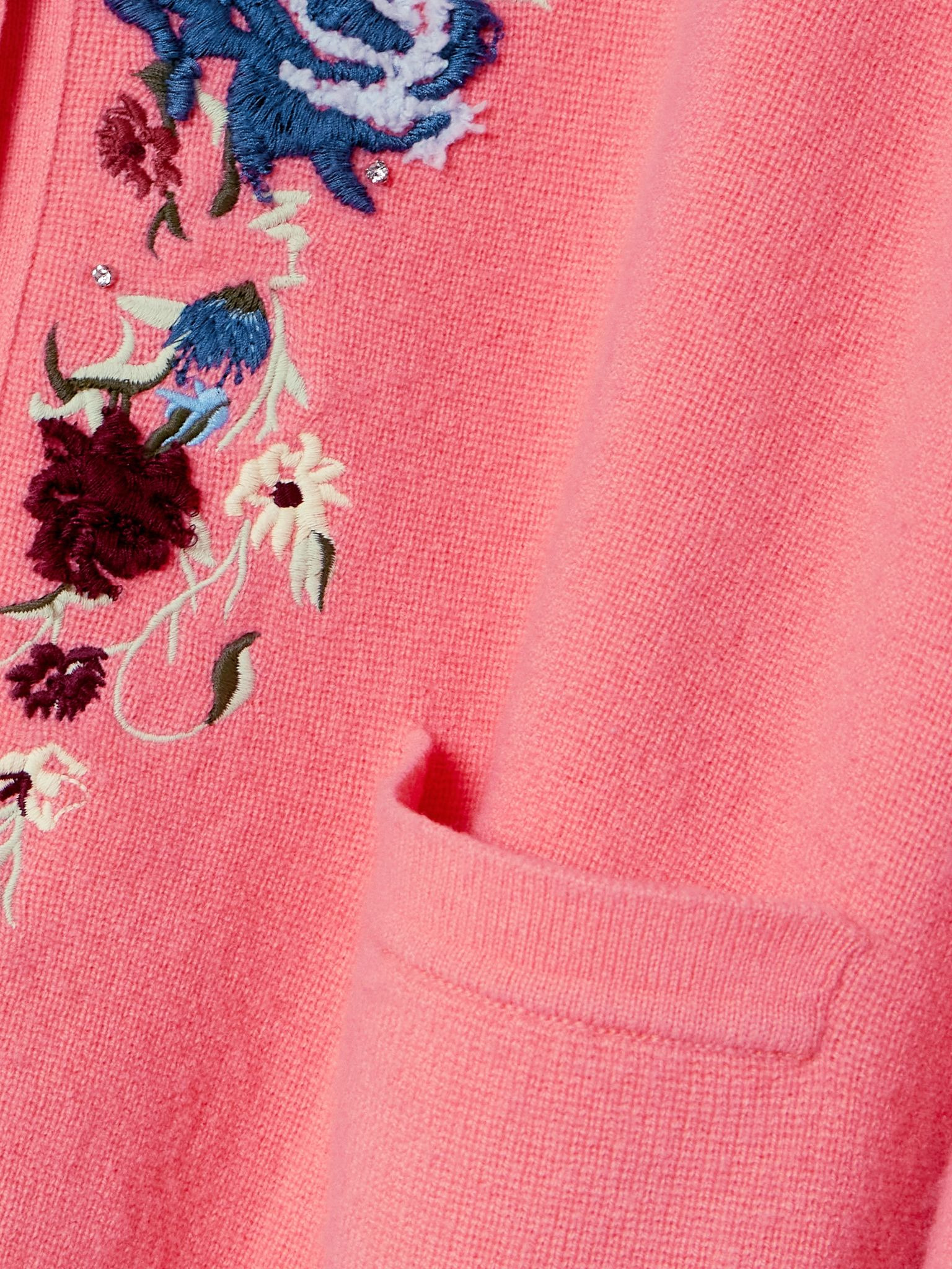 Embroidered crystal-embellished wool and cashmere-blend cardigan Bright pink - 5