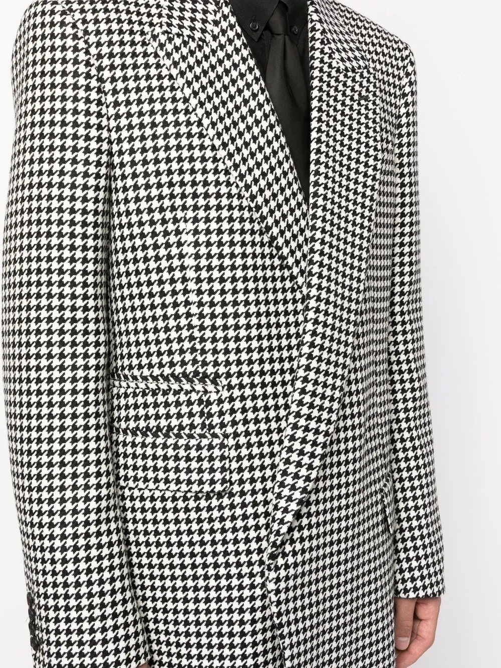 houndstooth-pattern asymmetric wool coat - 5