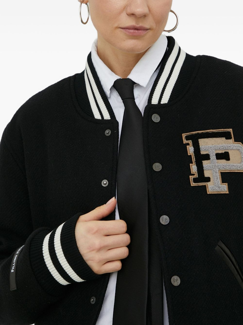 varsity-style logo-patch bomber jacket - 4