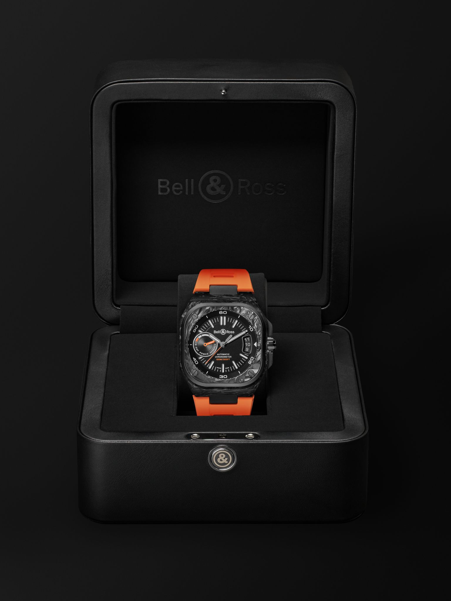 BR-X5 Carbon Orange Limited Edition Automatic Chronometer 41mm DLC-Coated Titanium and Rubber Watch, - 8