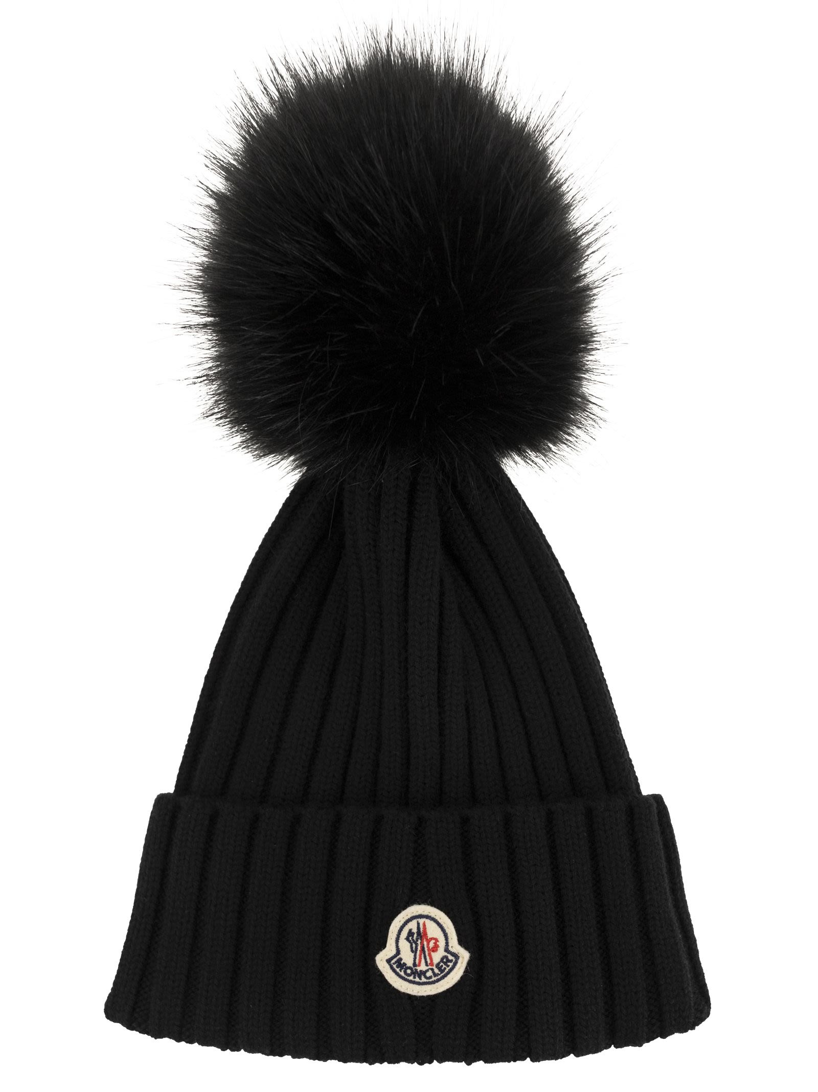 Moncler Women Wool Cap With Synthetic Pompom - 1