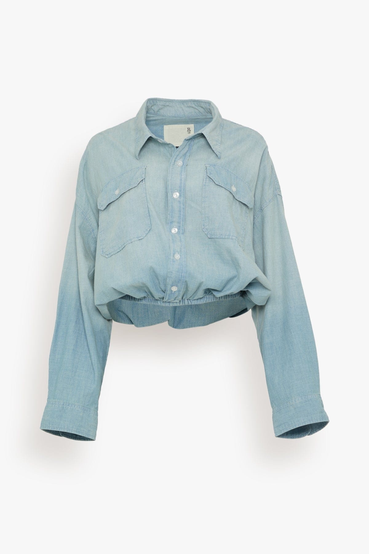 Crossover Utility Bubble Shirt in Vintage Blue Chambray - 1