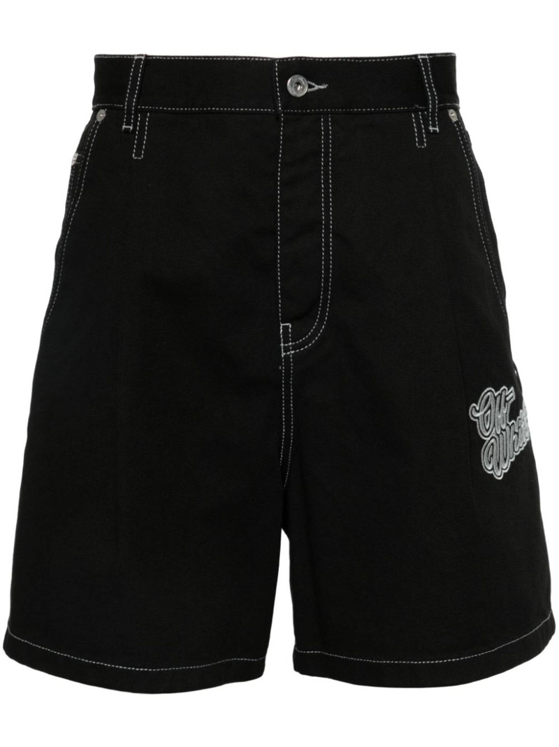 embroidered-logo denim shorts - 1