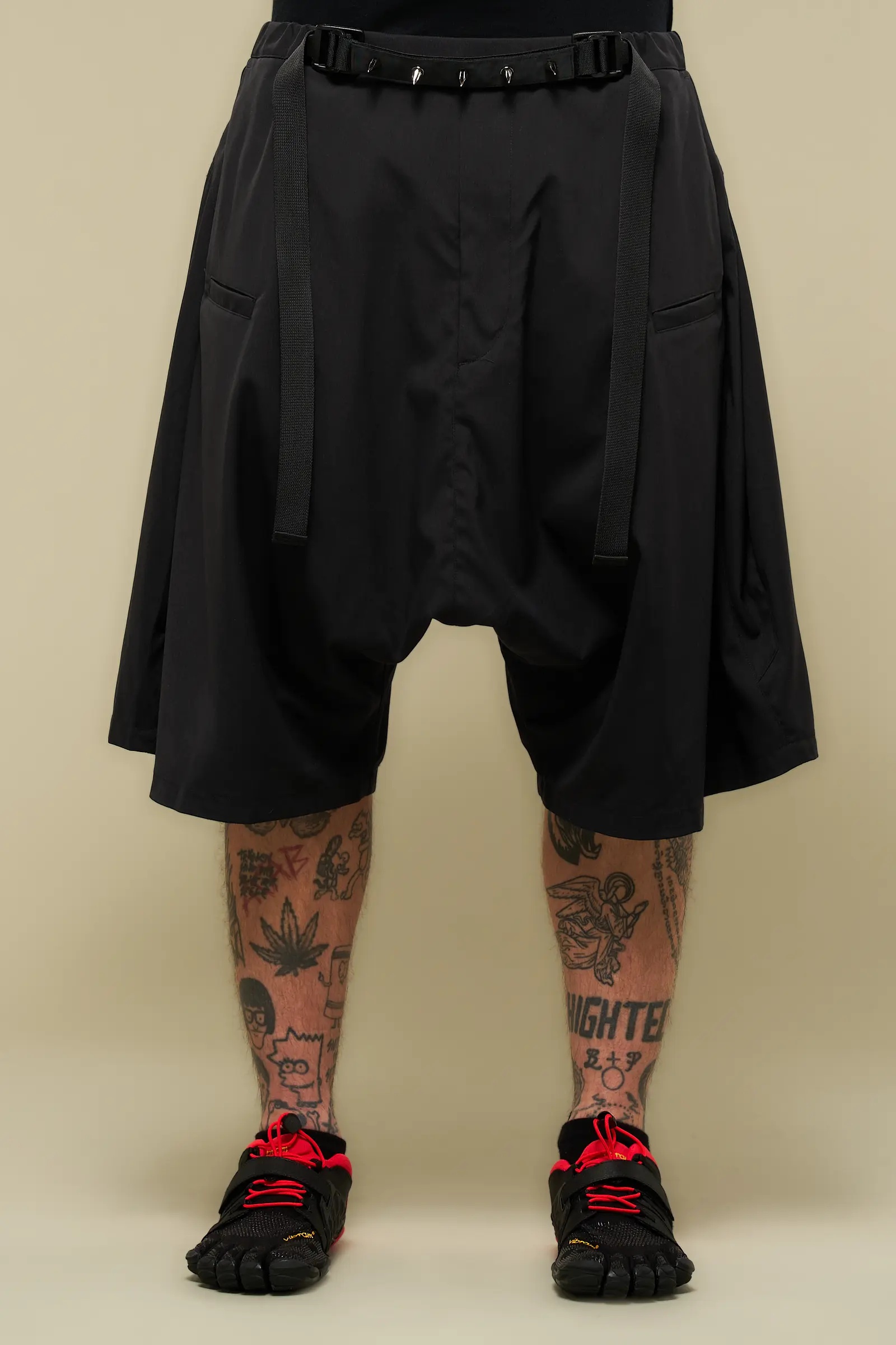 SP62-M Nylon Stretch Web Belt Short Pant Black - 3