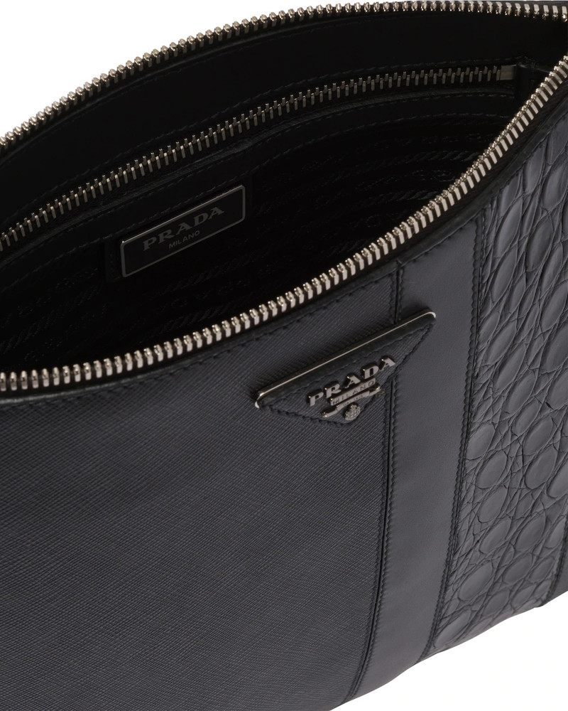 Saffiano and Crocodile Leather Cross-Body Bag 5