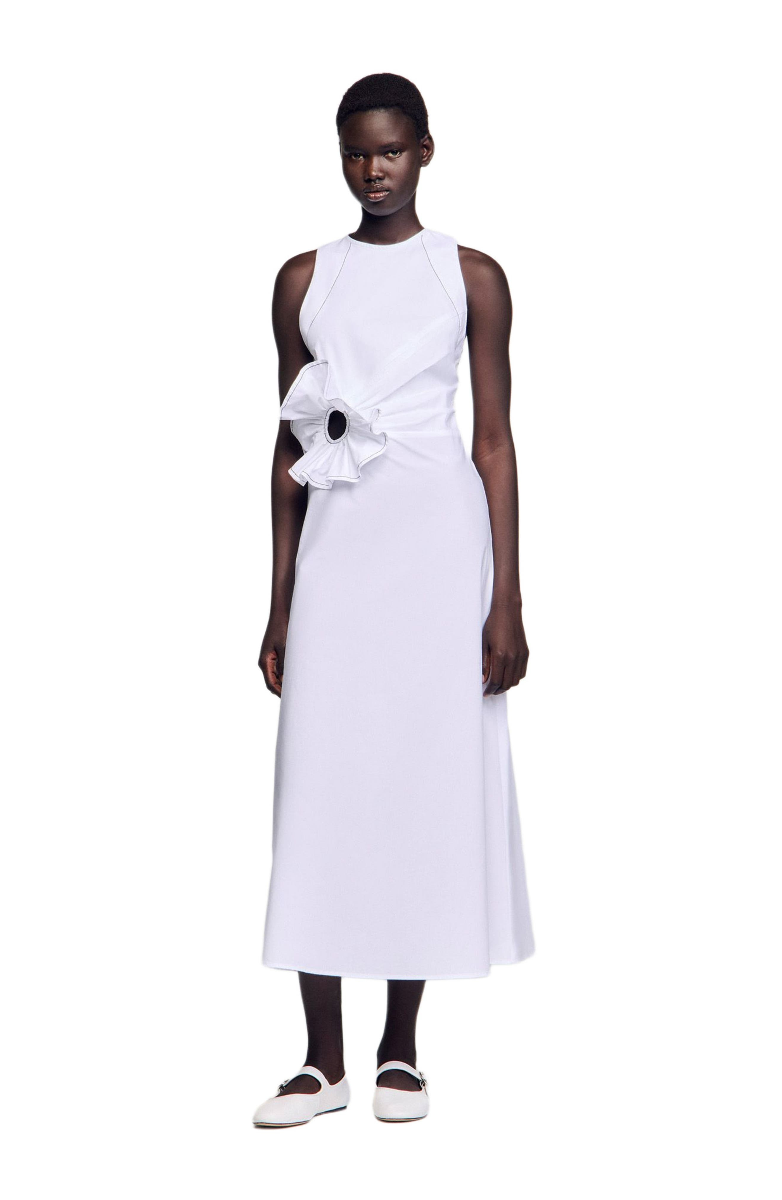 SANDRO Ruffled sleeveless maxi dress in White at Nordstrom - 6