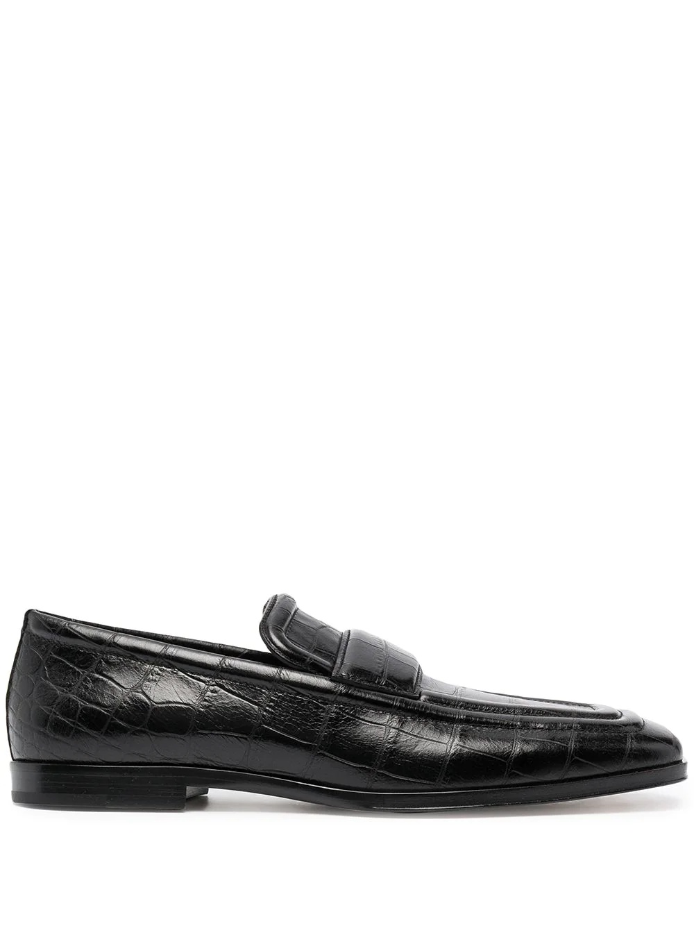 crocodile-effect square toe loafers - 1