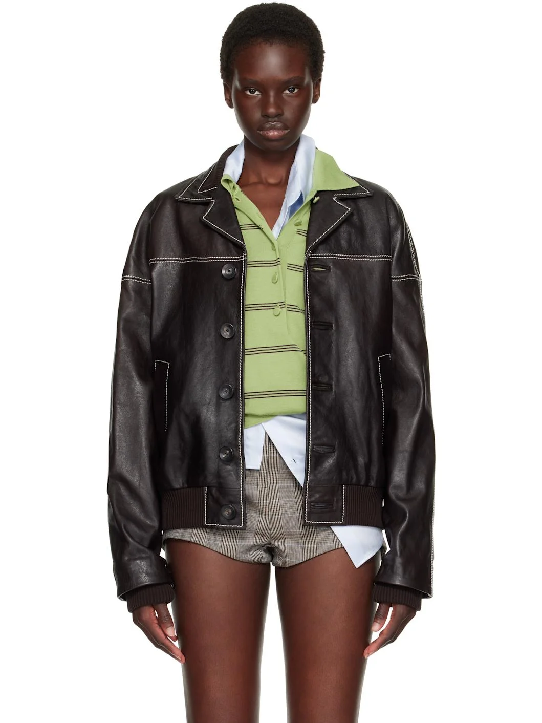 Brown Time Leather Jacket - 1