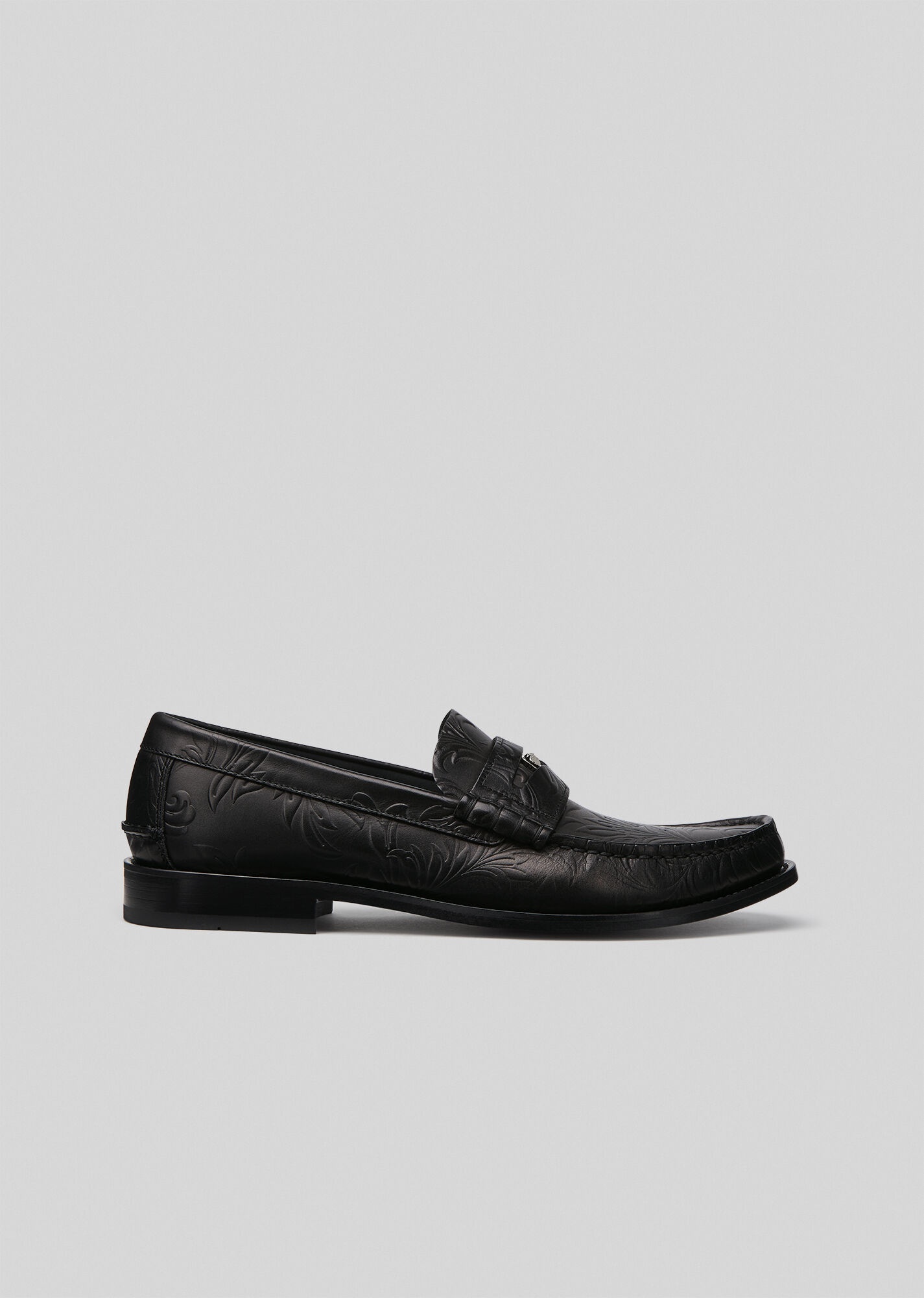 Embossed Barocco Leather Loafers - 1