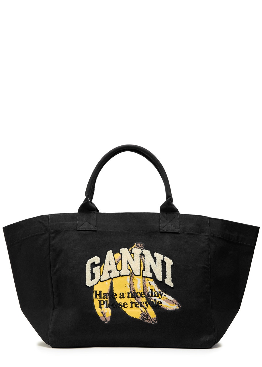 Ganni Banana Xxl Printed Shopper Canvas Tote - 1