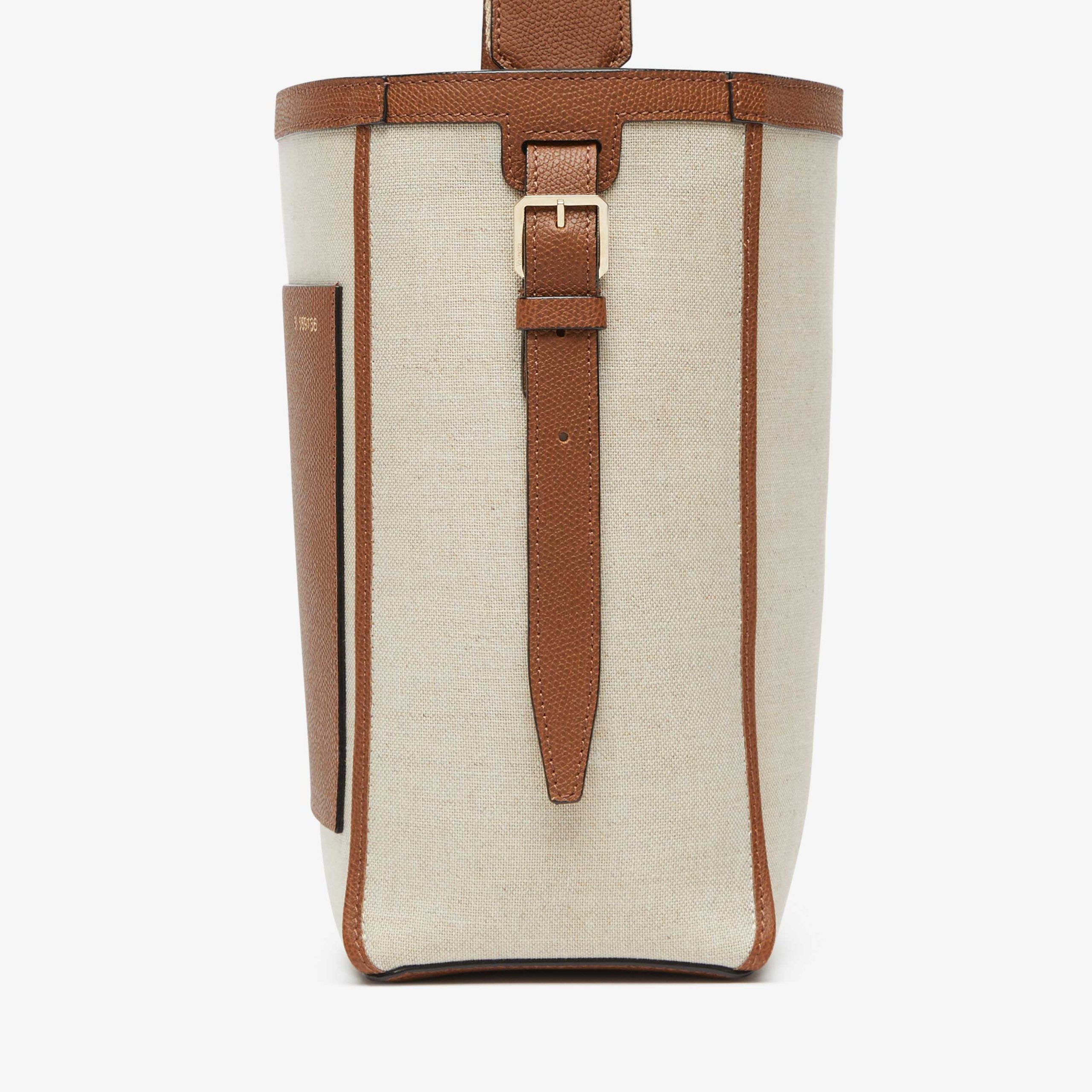 Valextra – Soft Canvas Bucket Mini Sand / Chocolate - 3