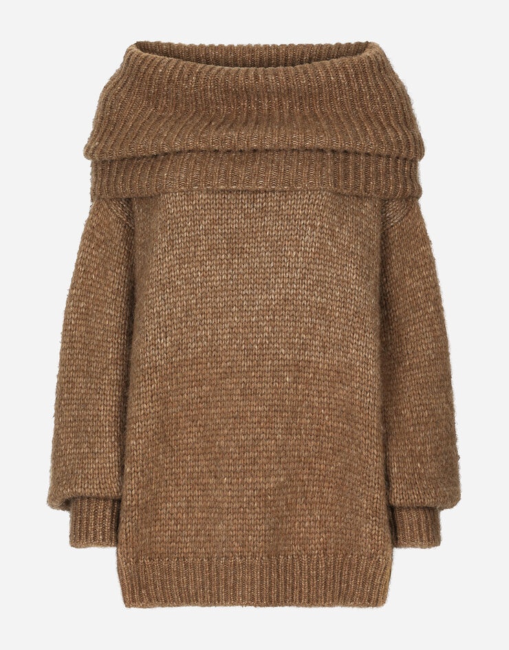 Oversize llama wool sweater with shawl neck - 1