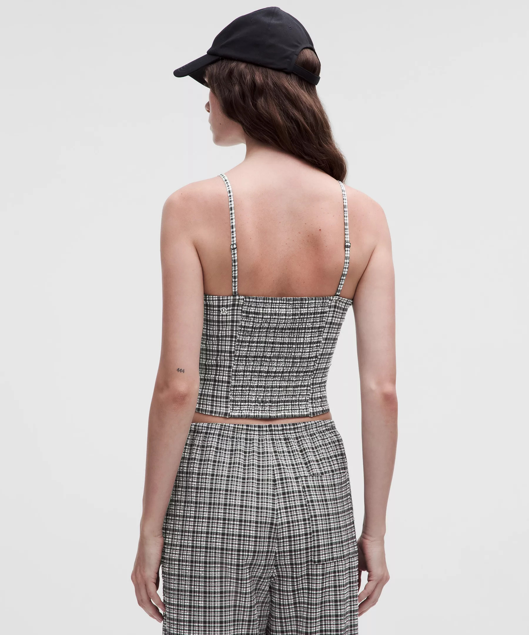 Seersucker Check Strappy Tank Top - 2