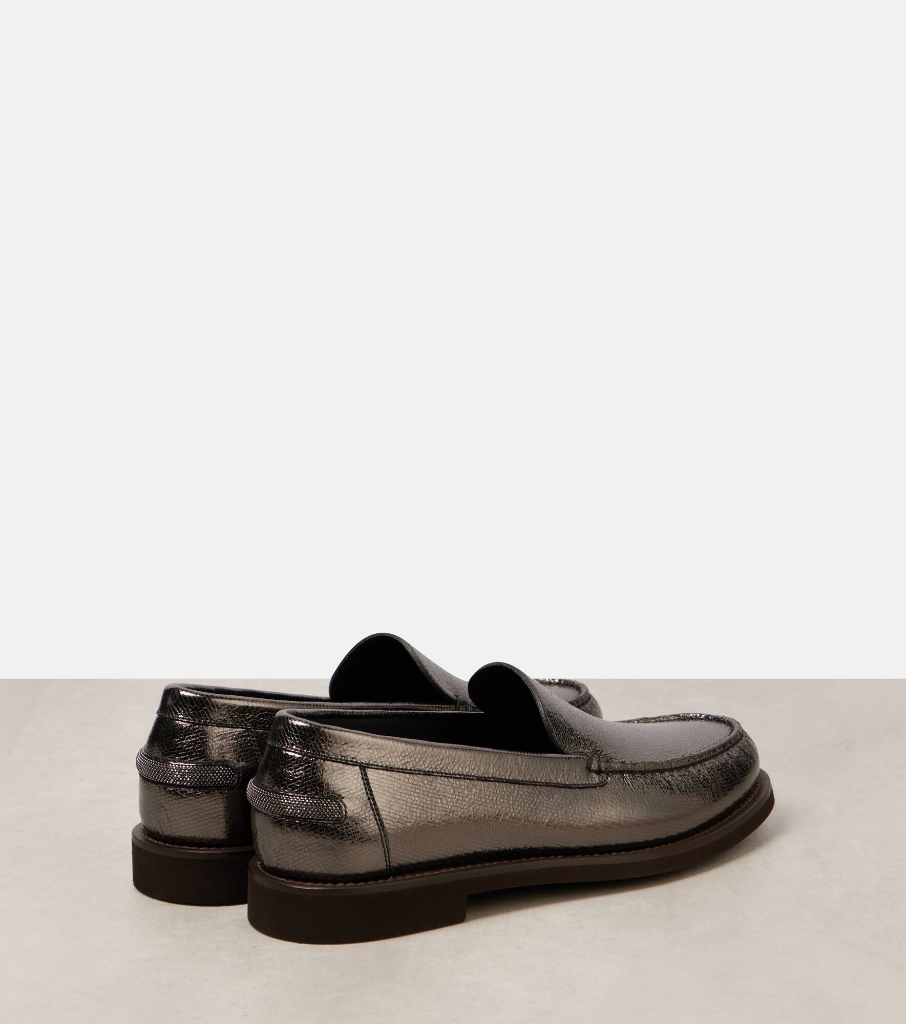 Metallic leather loafers - 2