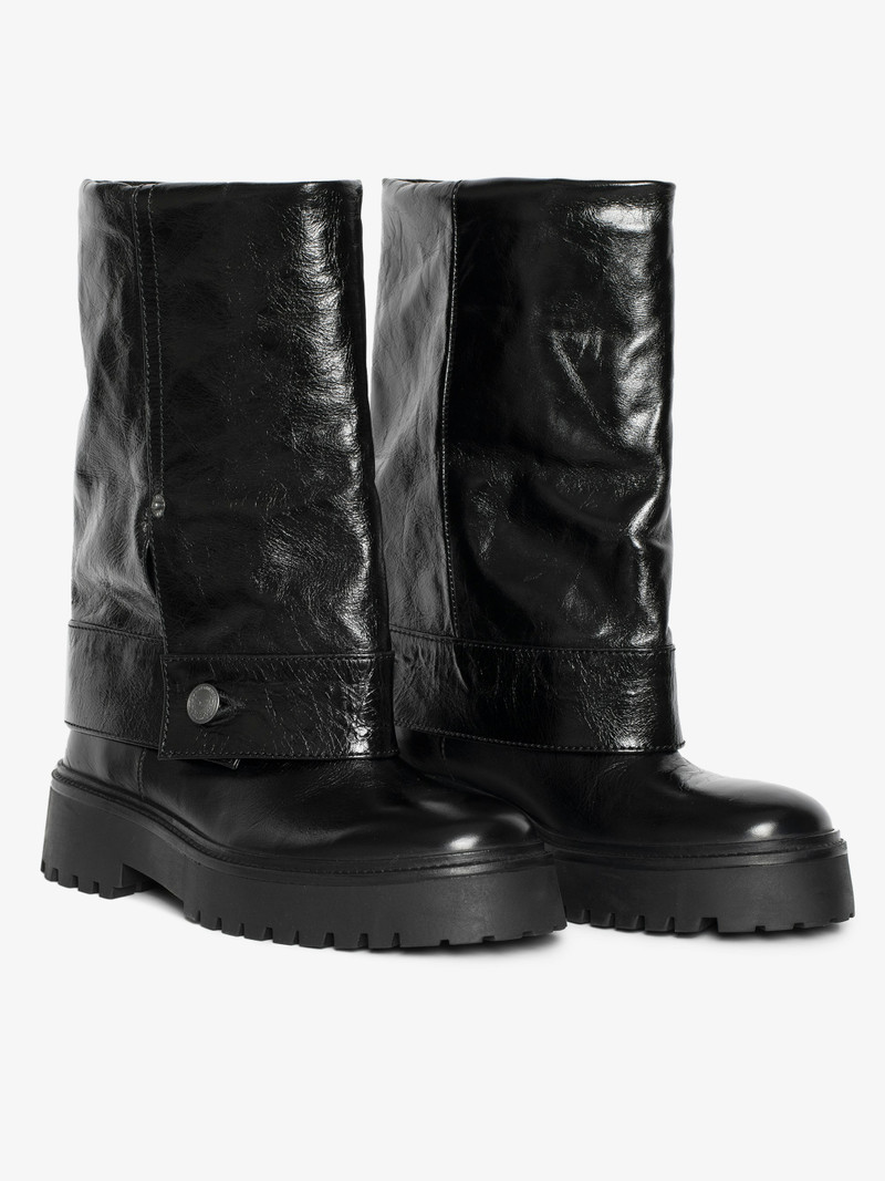 Angie Sleeve Vintage Patent Boots 3